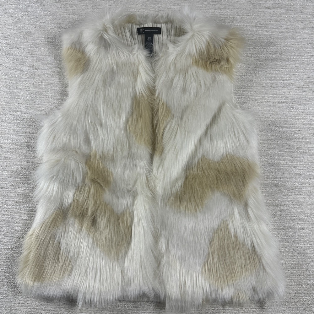 Boho Faux Fur Vest Cozy Cottagecore Western Cowgirl Open Front S/M INC Layering